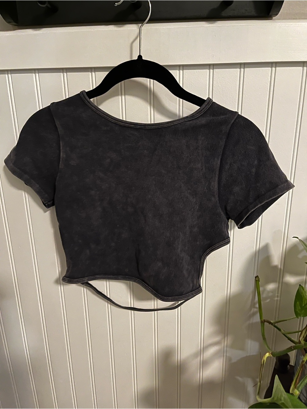 Sincerely Jules Washed Black Short Sleeve Crop Top